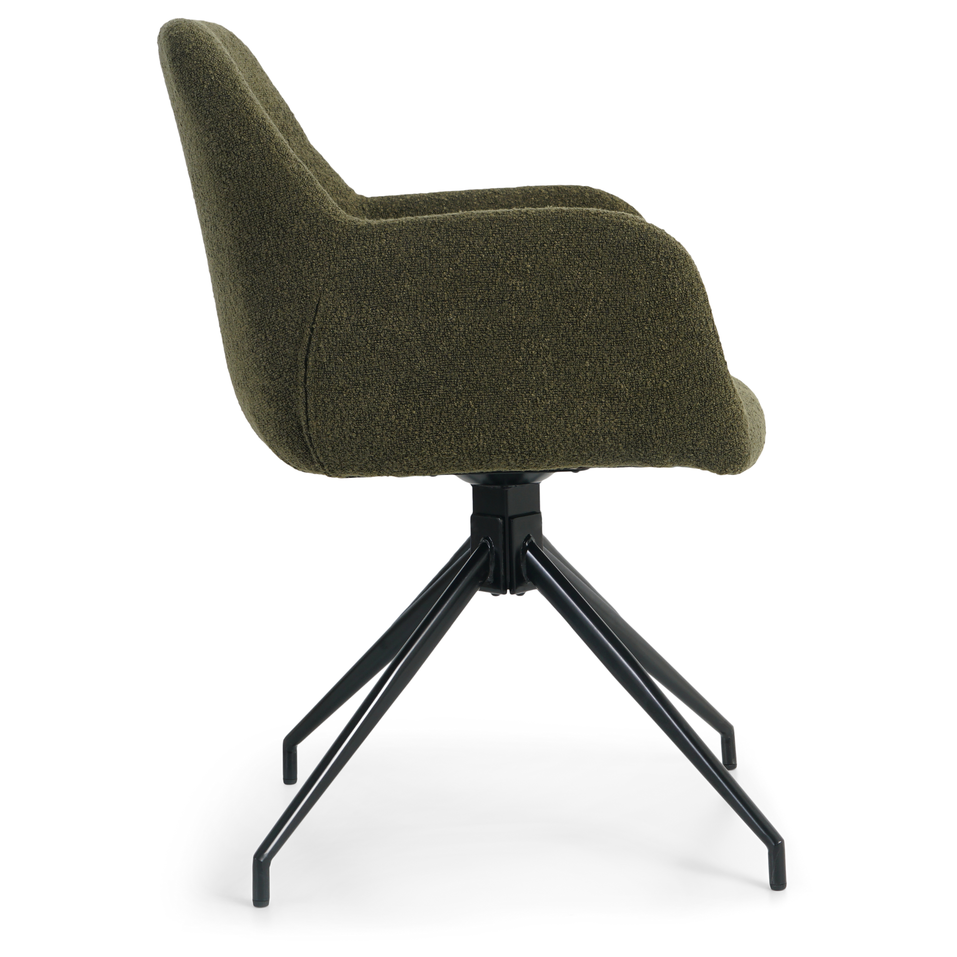 Amanda - Chaise de salle à manger en bouclé vert avec rotation à 360 degrés