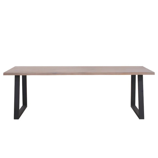 Esther - Table 200 x 95 cm en chêne blanc huilé avec pieds carrés (prête pour rallonges)