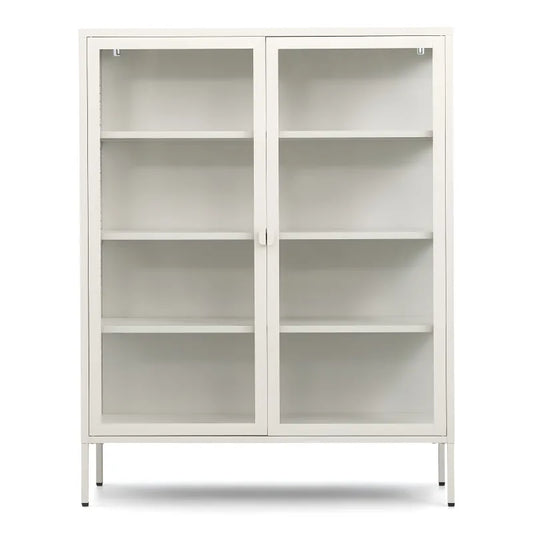 Herman - Vitrine en métal beige/verre 110 x 40 x 140 cm