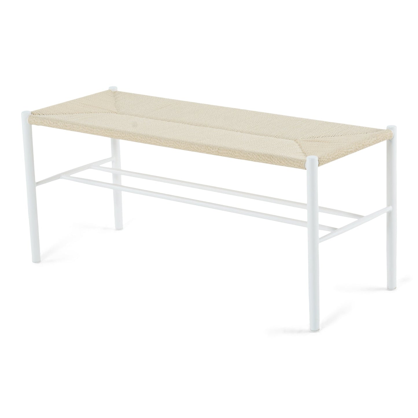 Bella - Banc blanc avec assise en rotin