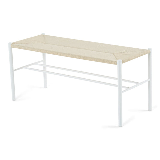 Bella - Banc blanc avec assise en rotin