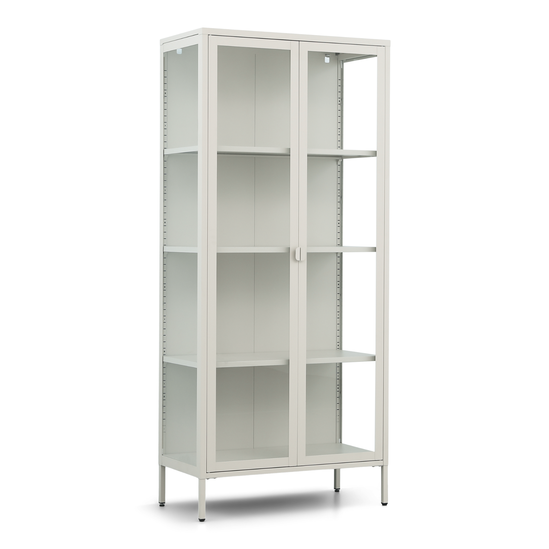 Herman - Vitrine en métal beige/verre 80 x 40 x 180 cm