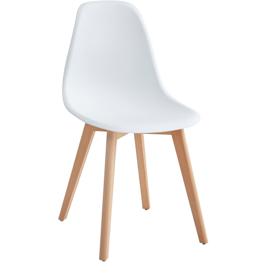 Jessica - Chaise de salle à manger blanche avec pieds en bois