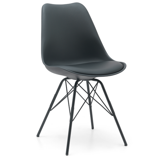 Hannah - Chaise de salle à manger noire avec pieds noirs