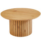 Milas - Lamelles table basse ronde Ø80 cm en épicéa avec pied colonne