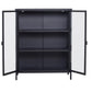 Herman - Meuble de rangement en verre - Métal noir 80 x 40 x 105 cm