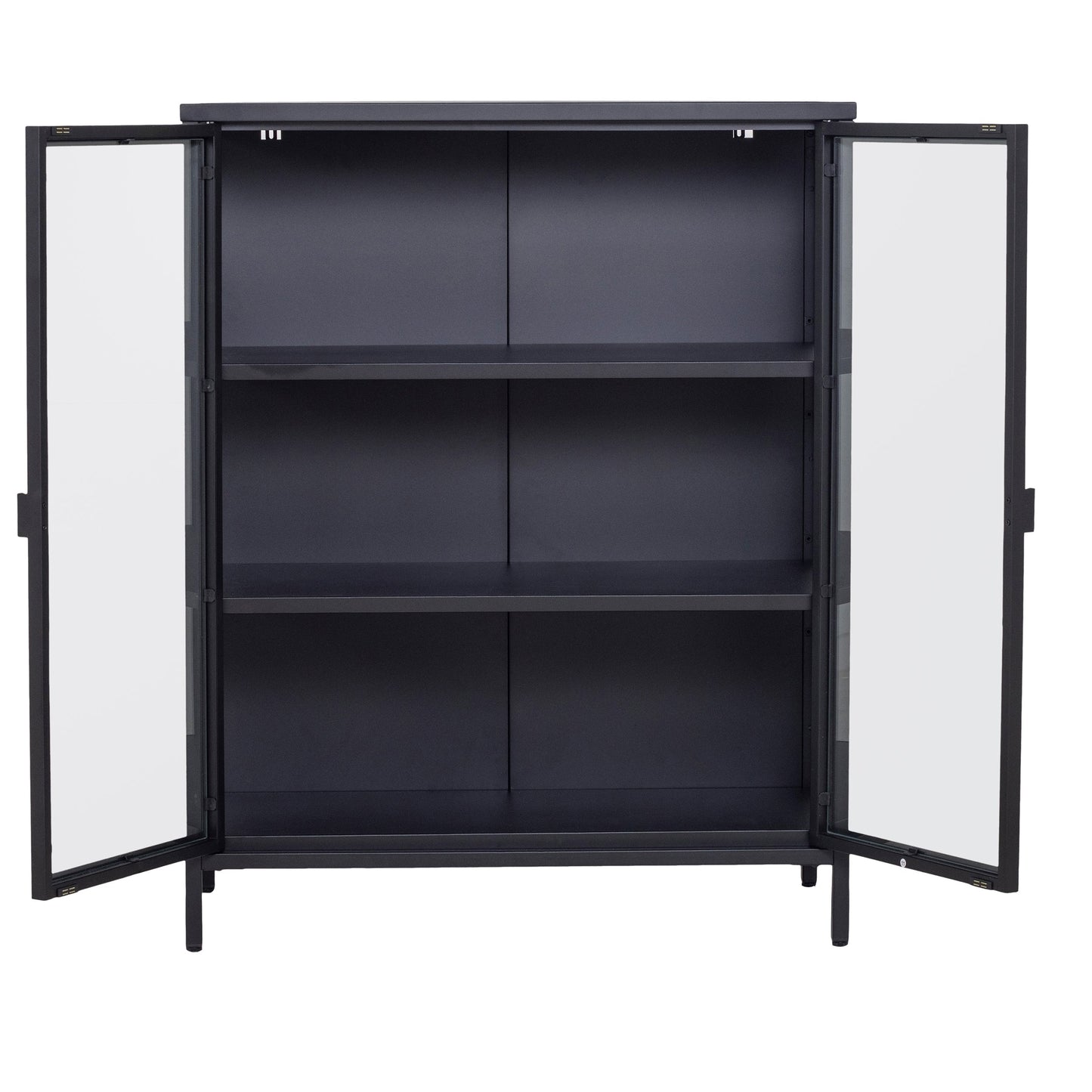 Herman - Meuble de rangement en verre - Métal noir 80 x 40 x 105 cm