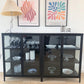 Herman - Meuble de rangement en verre - Métal noir 80 x 40 x 105 cm