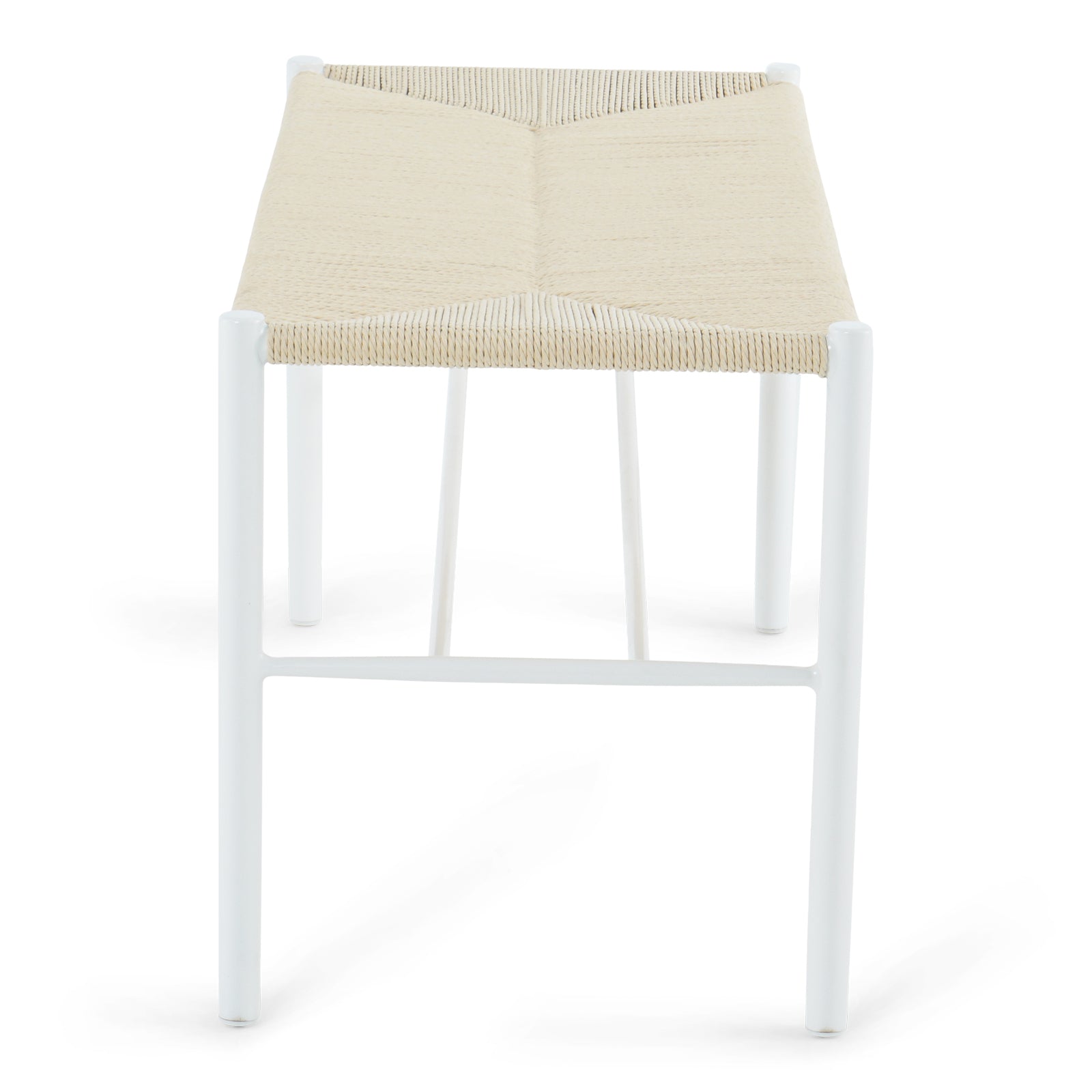 Bella - Banc blanc avec assise en rotin