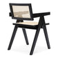 Ava - Chaise de salle à manger avec accoudoirs noire avec assise en rotin