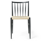 Elena - Chaise de salle à manger noire avec assise en rotin tressé