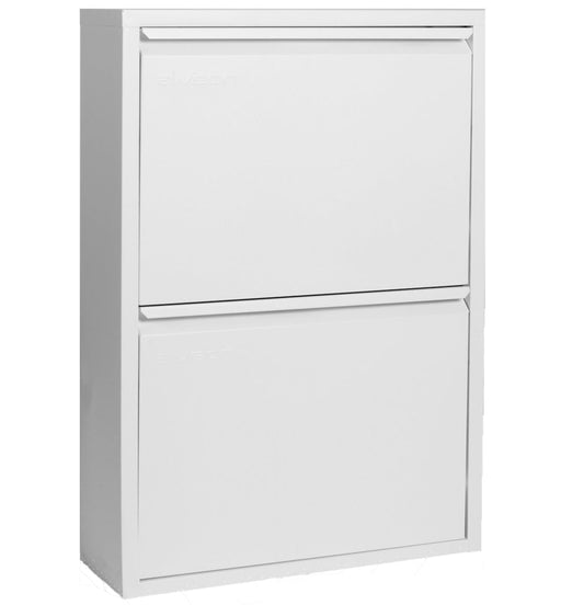 Louis - Armoire à chaussures Métal blanc avec 2 portes