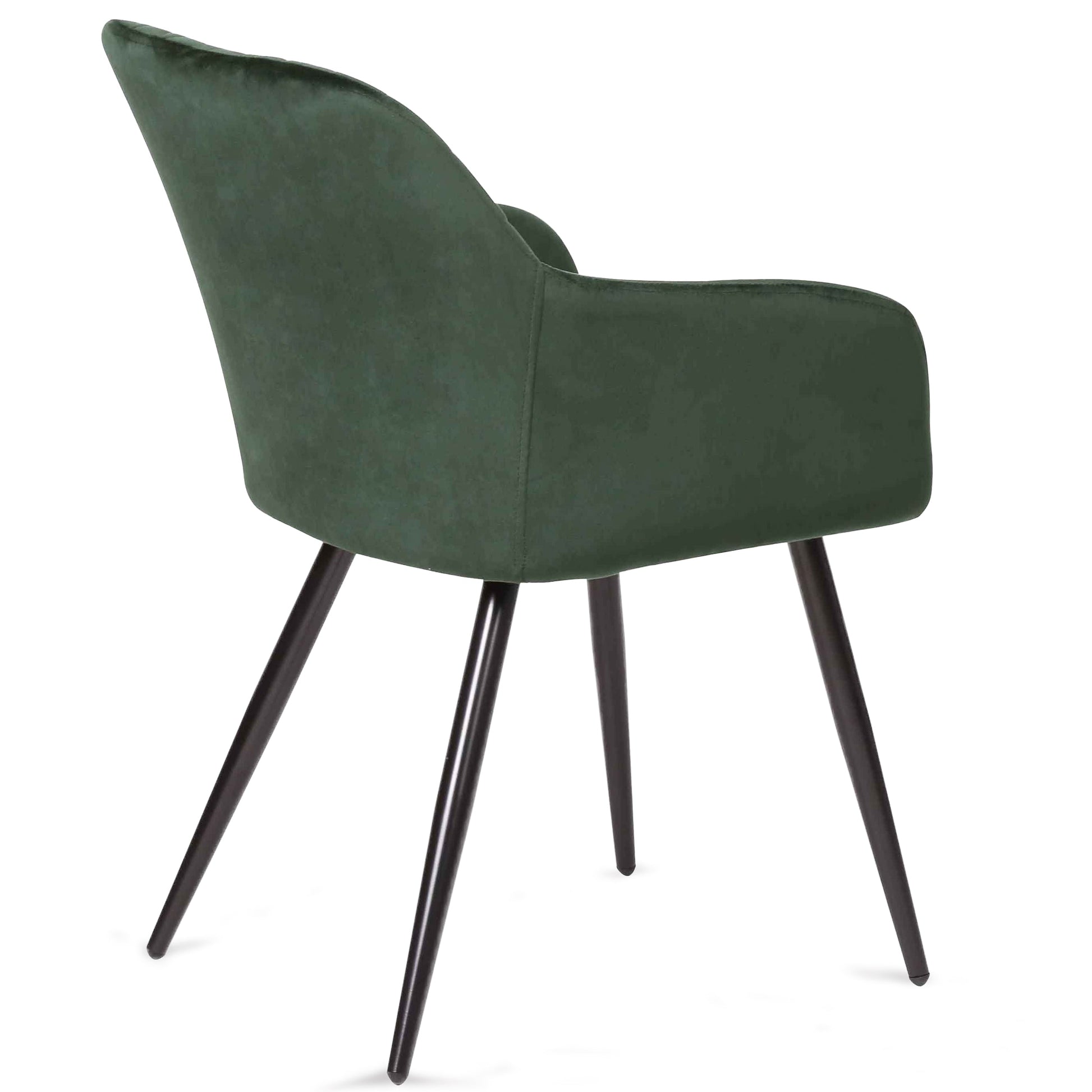 Carlo - Chaise de salle à manger en velours vert avec accoudoirs