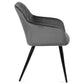 Carlo - Chaise de salle à manger en velours gris avec accoudoirs