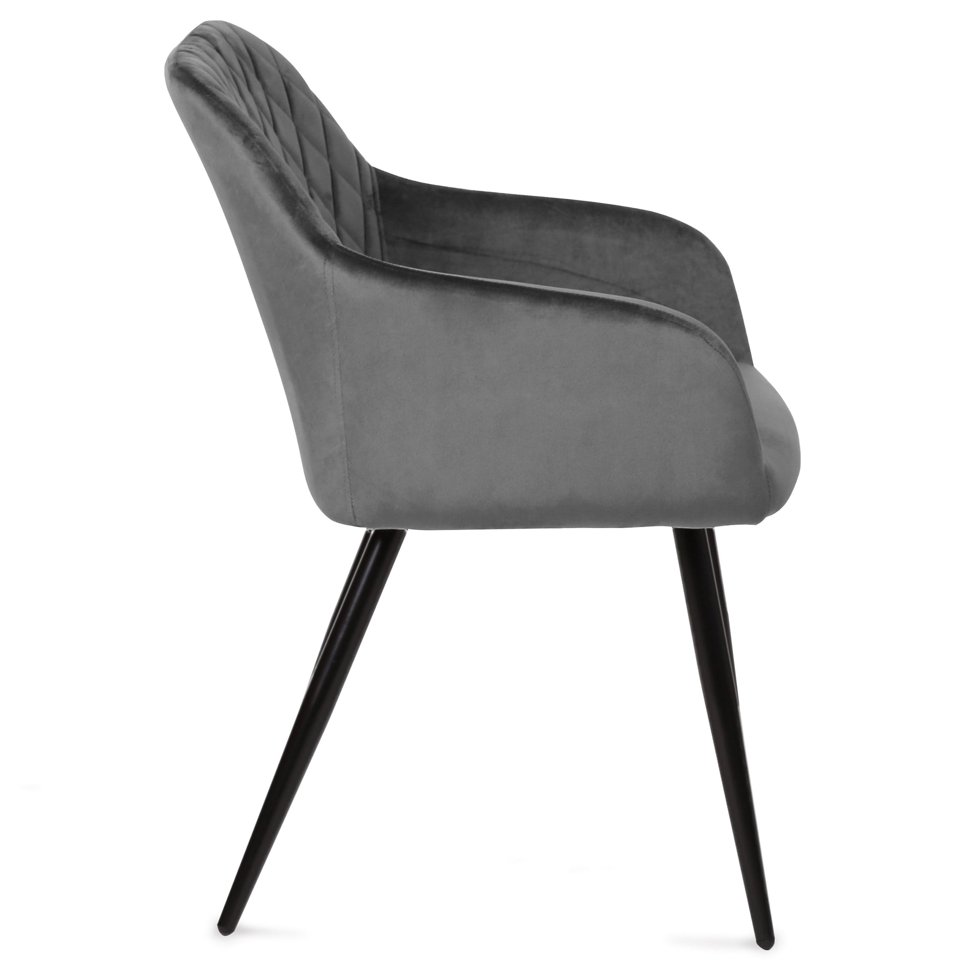 Carlo - Chaise de salle à manger en velours gris avec accoudoirs