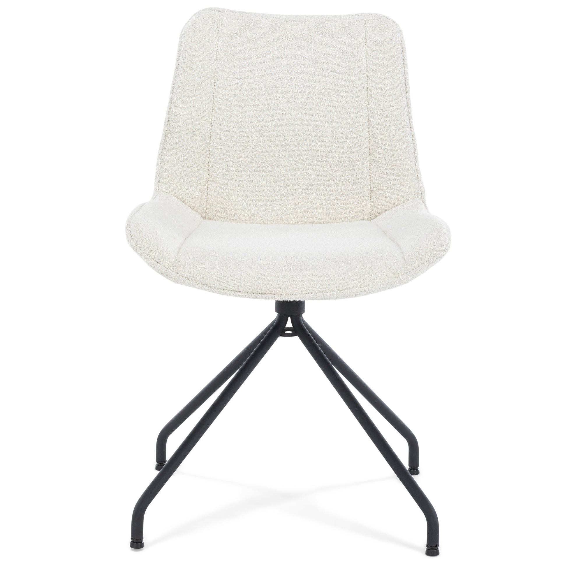 Maja - Chaise de salle à manger en bouclette blanche avec rotation à 360 degrés