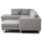 Brandy - Canapé d'angle droit gris avec méridienne L:366 x P:211 x H:80 cm