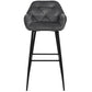 Mario - Tabouret avec dossier en velours gris 65 cm