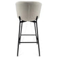 Adena - Tabouret de bar avec dossier en bouclé blanc 65 cm