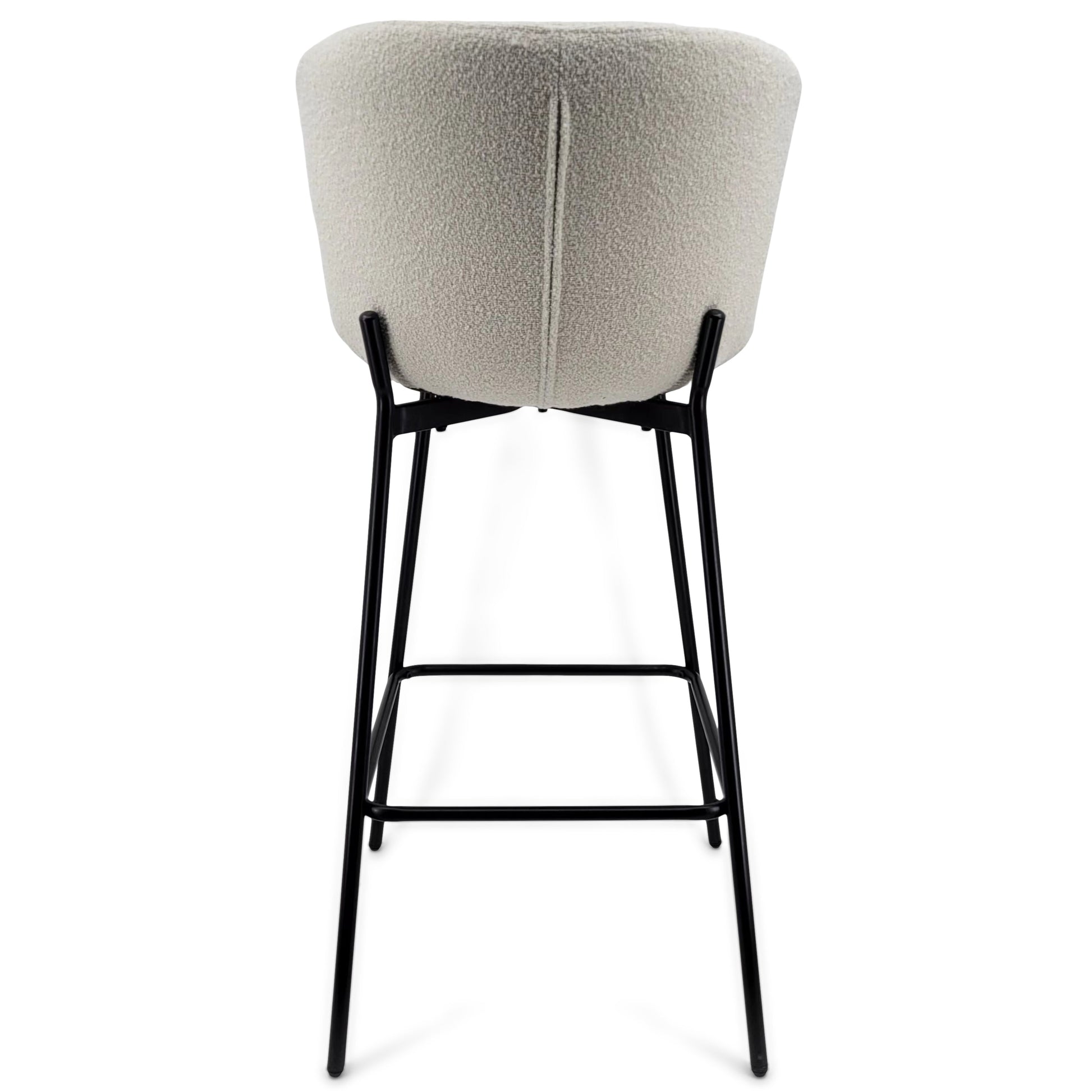 Adena - Tabouret de bar avec dossier en bouclé blanc 65 cm