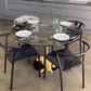 Lazio - Table ronde aspect marbre noir avec pieds en laiton/doré Ø110 cm