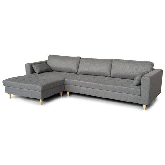 Brandy - Canapé d'angle réversible convertible gris L:290 x P:96 x H:80 cm