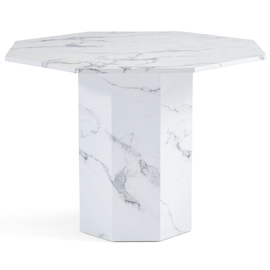 Lagoni - Table ronde de 100 cm de diamètre en aspect marbre blanc