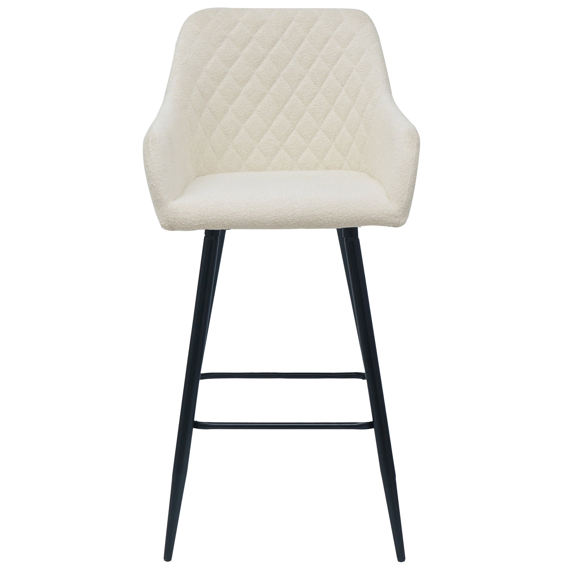 Carlo - Tabouret en bouclé blanc avec accoudoirs 65 cm
