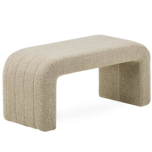 Lianna - Banc en bouclé beige 95x40x44 cm