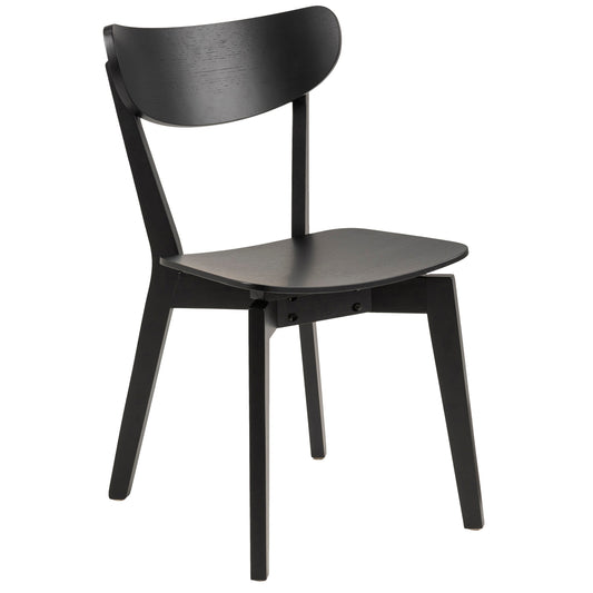 Rickie - Chaise de salle à manger en bois avec placage de chêne noir