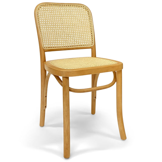 Agnès - Chaise de salle à manger en bois de hêtre naturel avec cannage