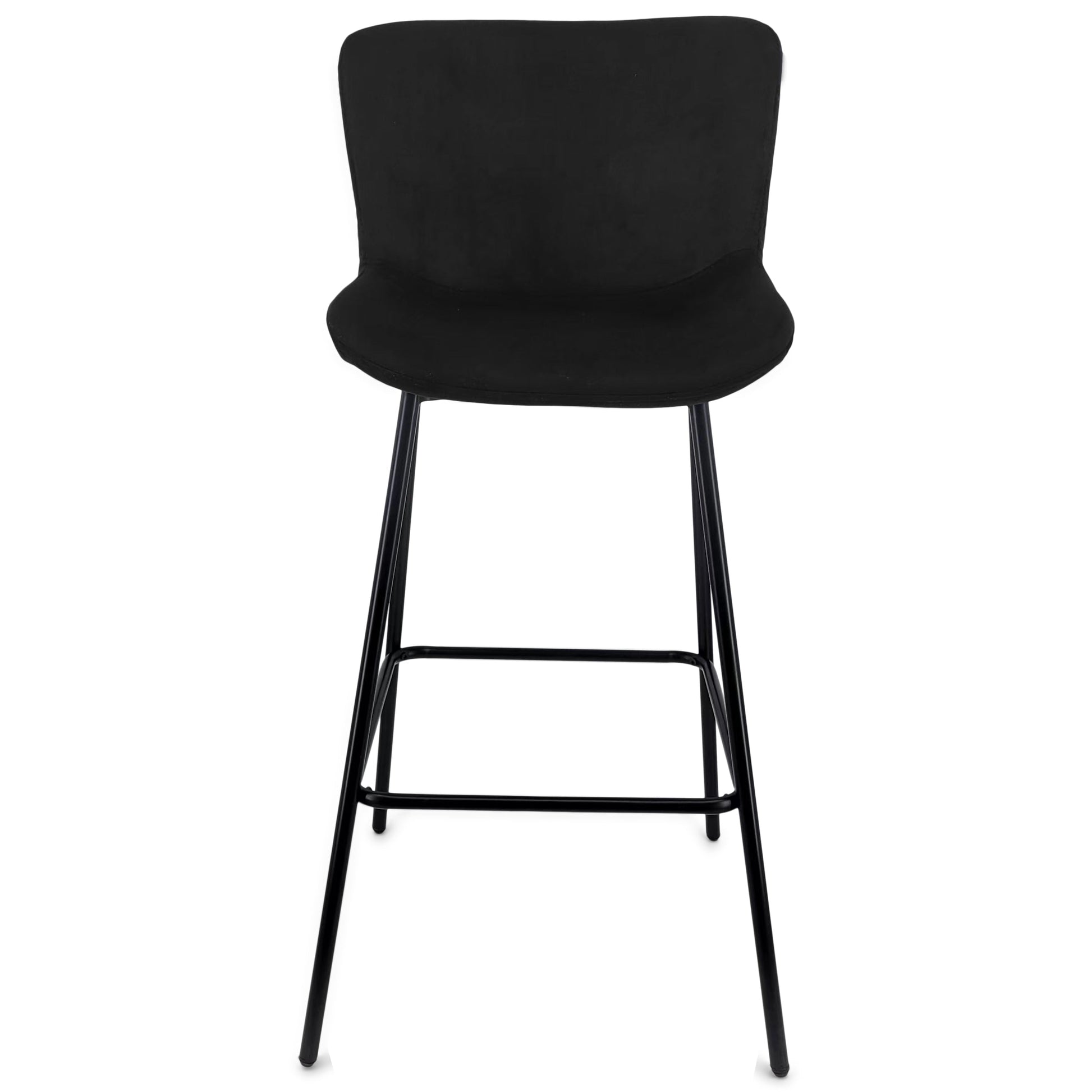 Adena - Tabouret de bar avec dossier en velours noir 65 cm