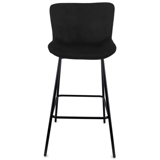 Adena - Tabouret de bar avec dossier en velours noir 65 cm