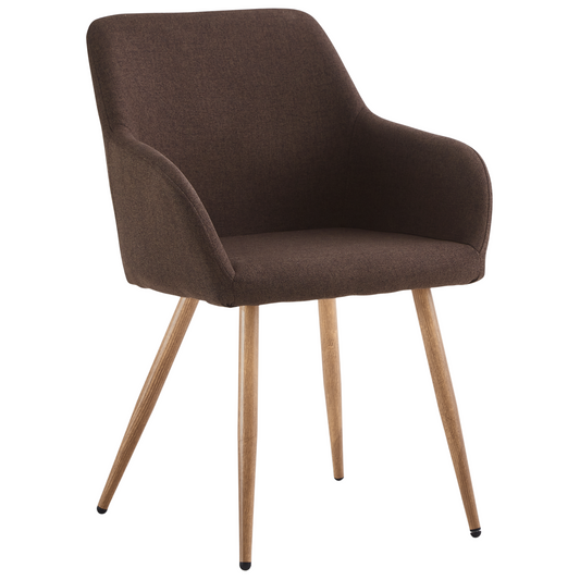 Jenna - Chaise de salle à manger en tissu marron avec aspect chêne