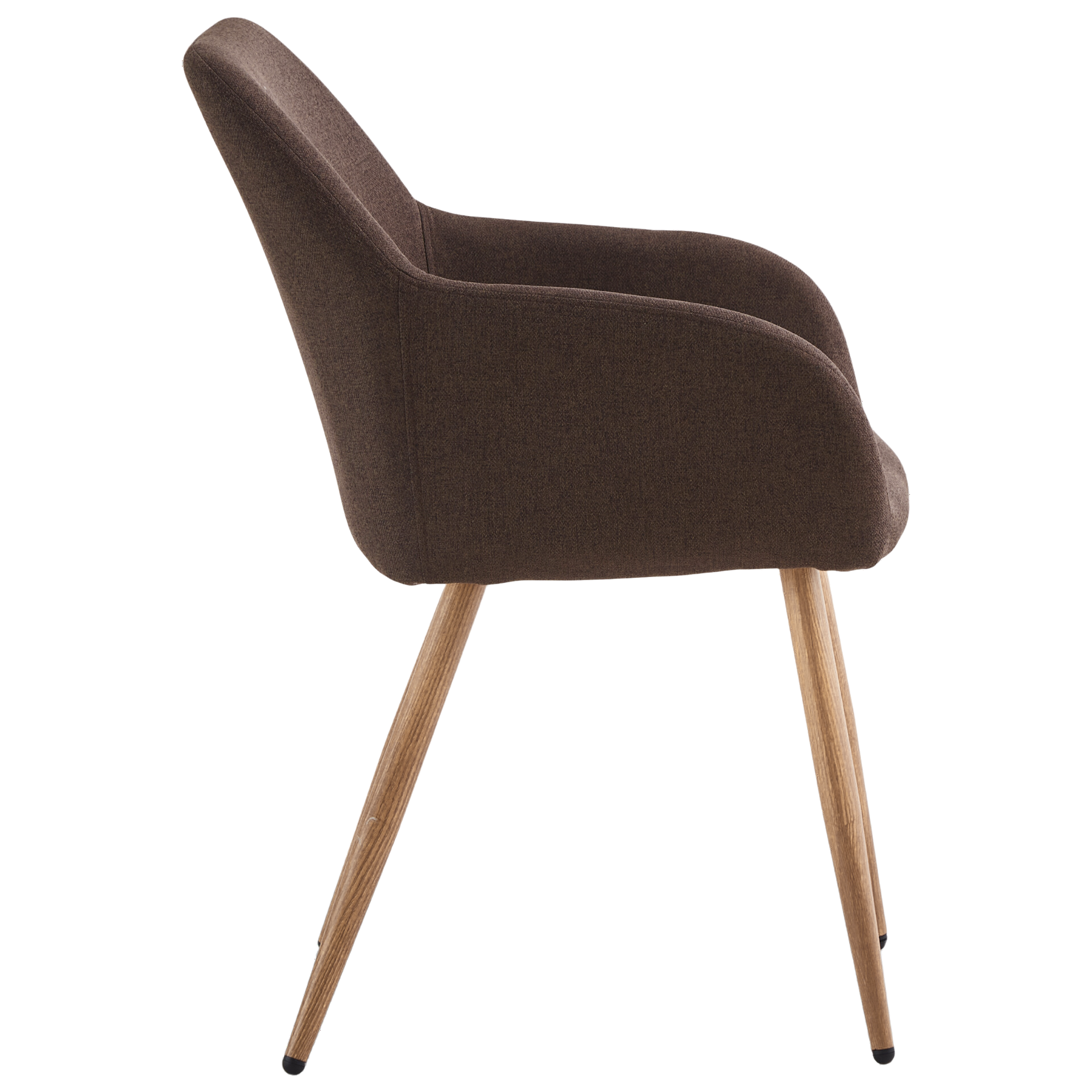 Jenna - Chaise de salle à manger en tissu marron avec aspect chêne