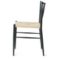 Elena - Chaise de salle à manger noire avec assise en rotin tressé