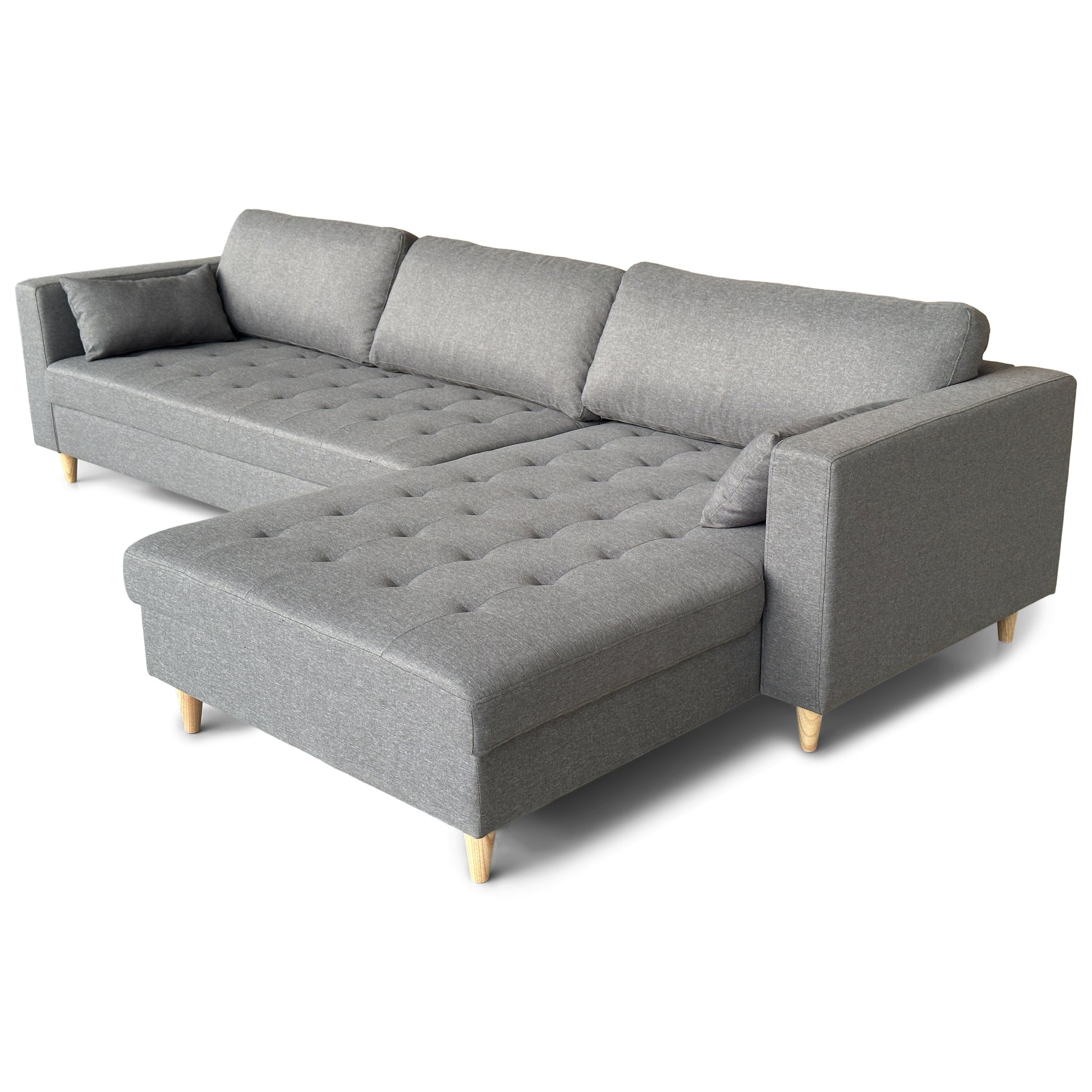 Brandy - Canapé d'angle réversible convertible gris L:290 x P:96 x H:80 cm