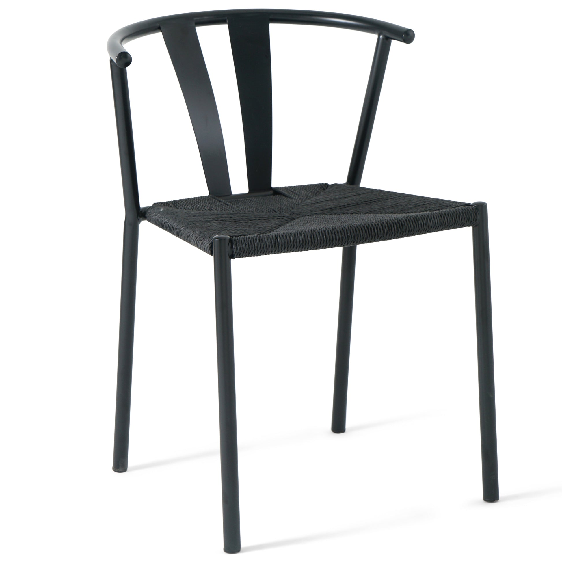Shila - Chaise de salle à manger noire avec tressage noir