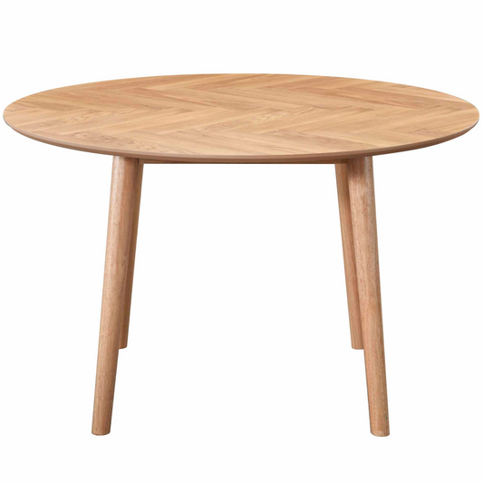 Aggi - Table ronde Ø120 cm en placage de chêne huilé avec motif en chevrons