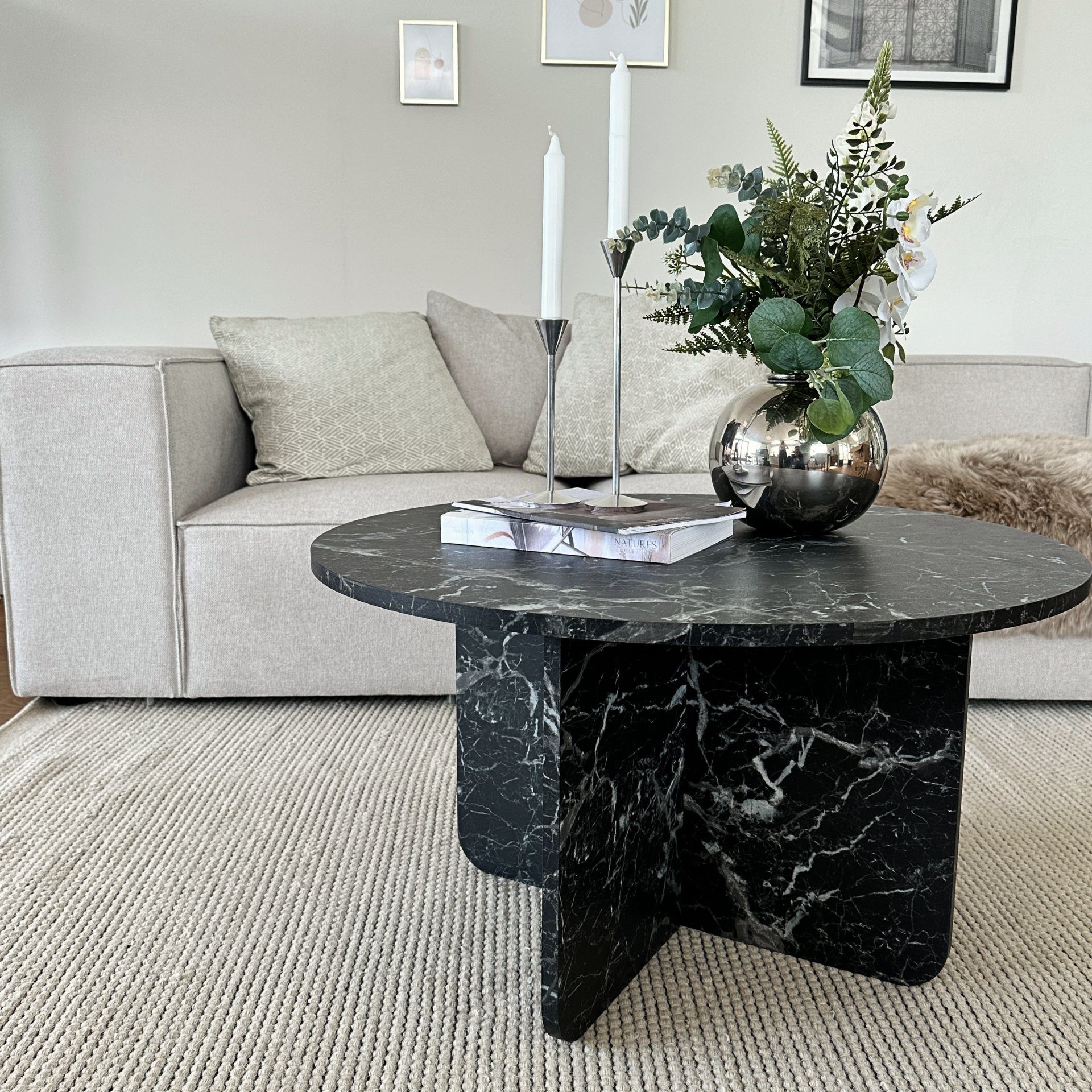 Mercy - Table basse en marbre noir Ø80 cm