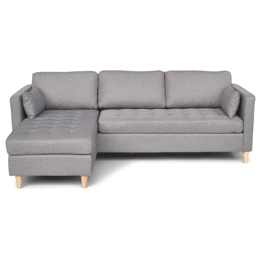 Lulu - Canapé d'angle réversible gris côté droit ou gauche L:215 x P:82 x H:78 cm