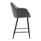 Carlo - tabouret de bar en velours gris avec accoudoirs 65 cm