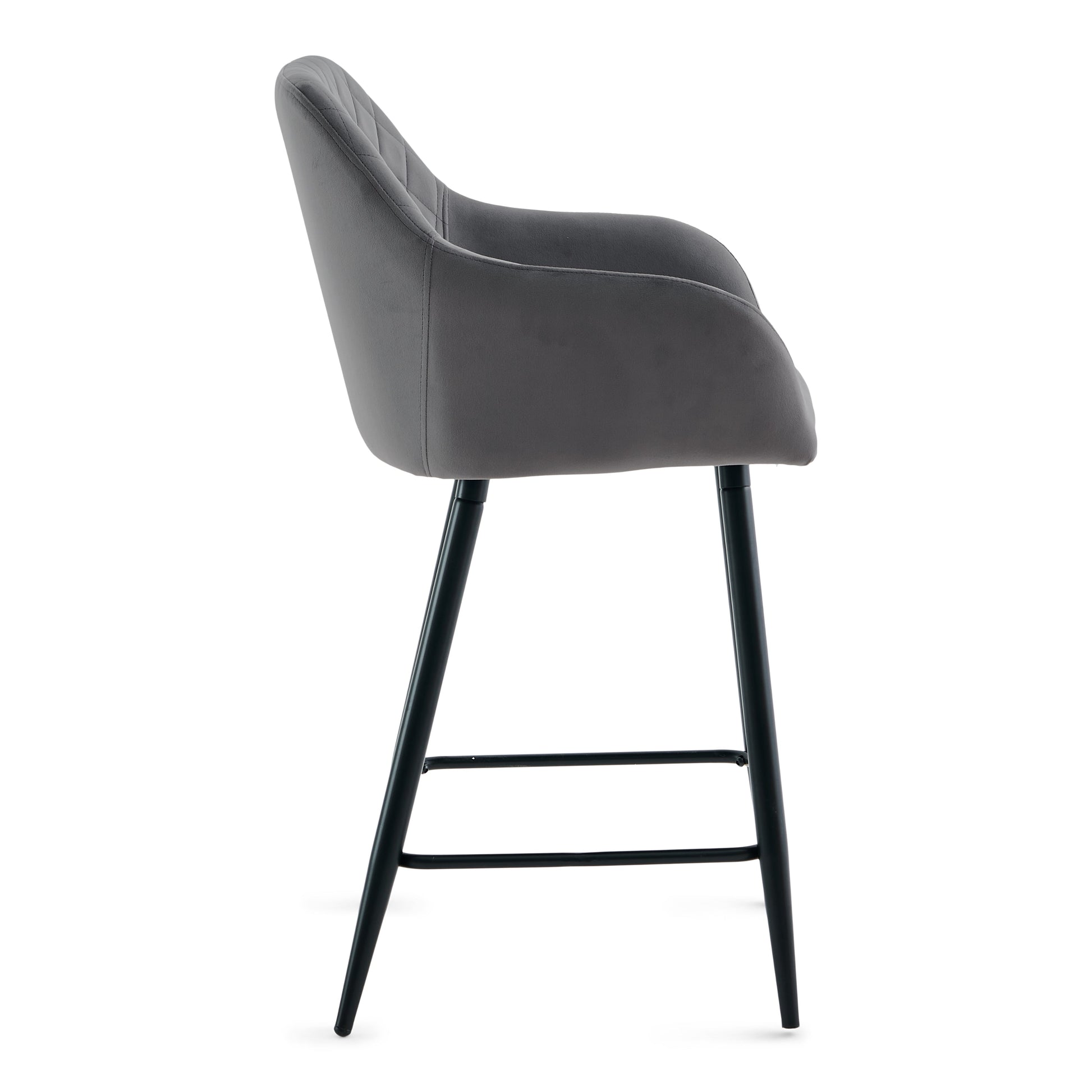 Carlo - tabouret de bar en velours gris avec accoudoirs 65 cm