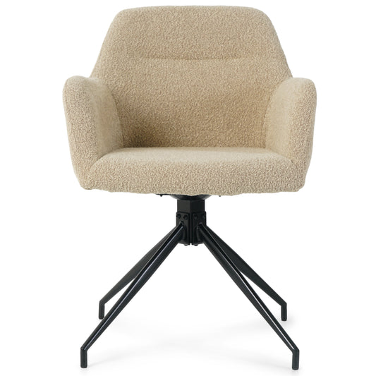 Amanda - Chaise de salle à manger en bouclé beige avec fonction pivotante à 360 degrés