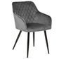 Carlo - Chaise de salle à manger en velours gris avec accoudoirs