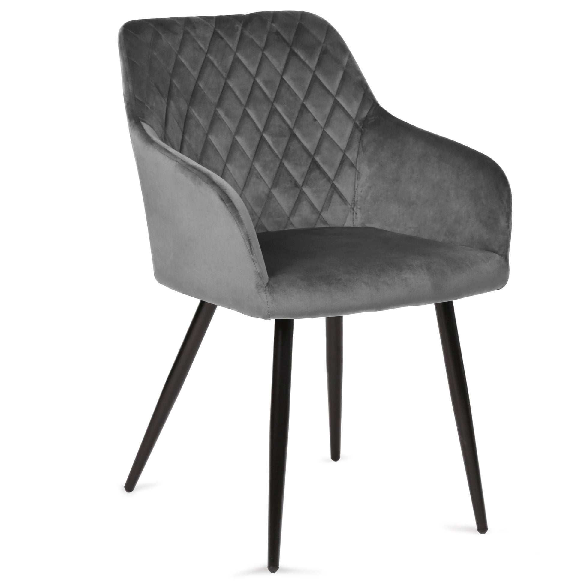 Carlo - Chaise de salle à manger en velours gris avec accoudoirs