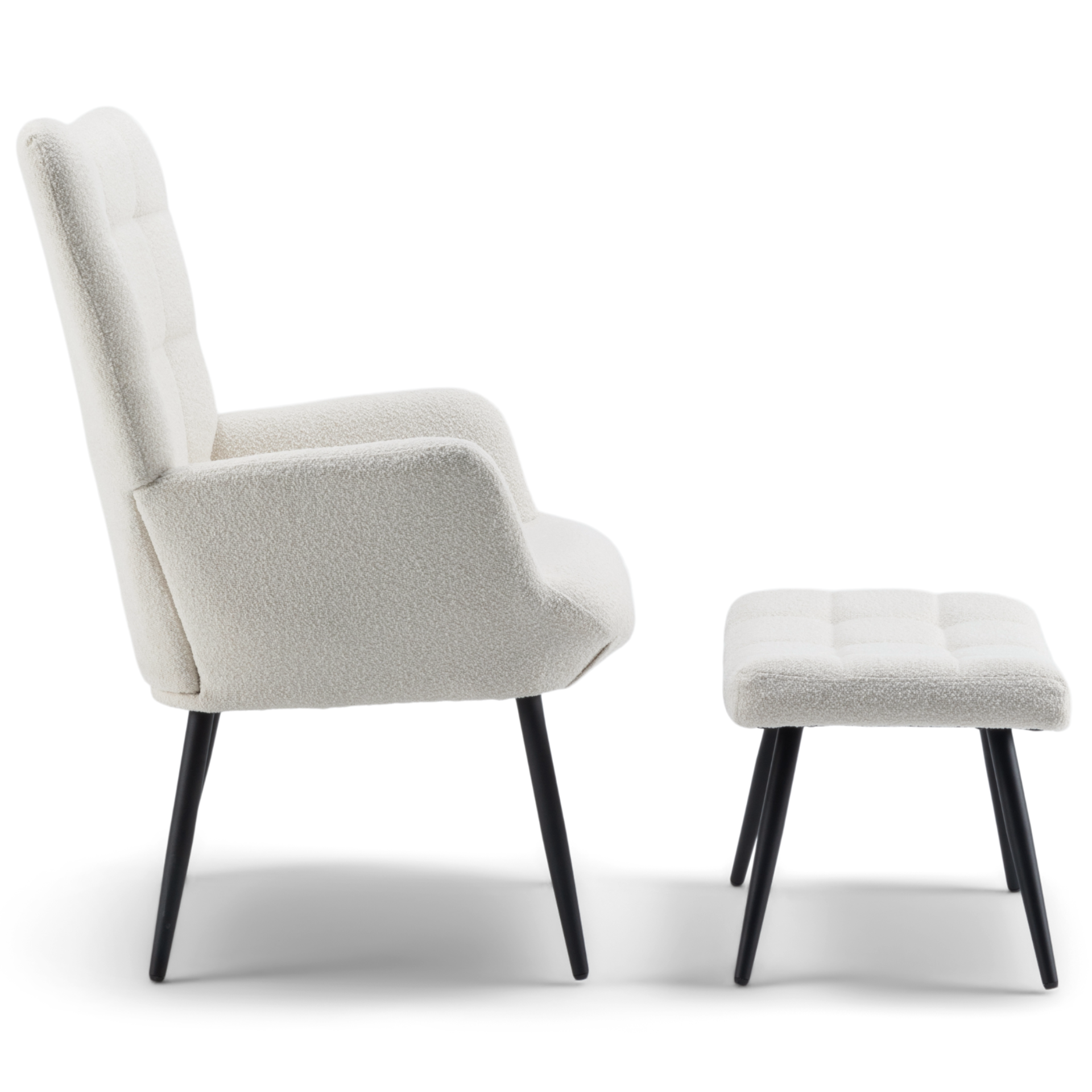 Alfred - Fauteuil inclinable avec repose-pieds - Bouclé beige