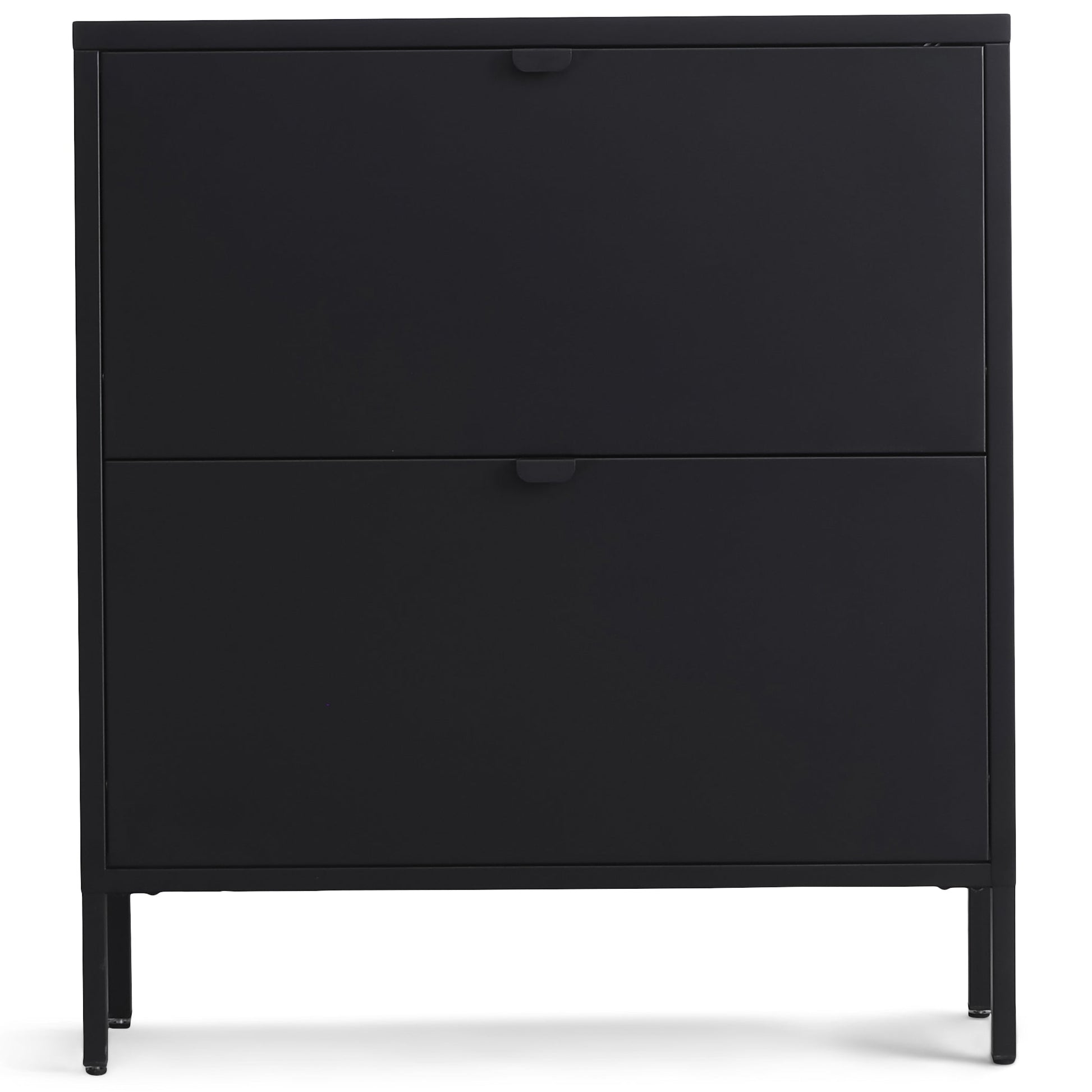 Herman - Meuble à chaussures en métal noir avec 2 compartiments 80 x 26 x 89 cm