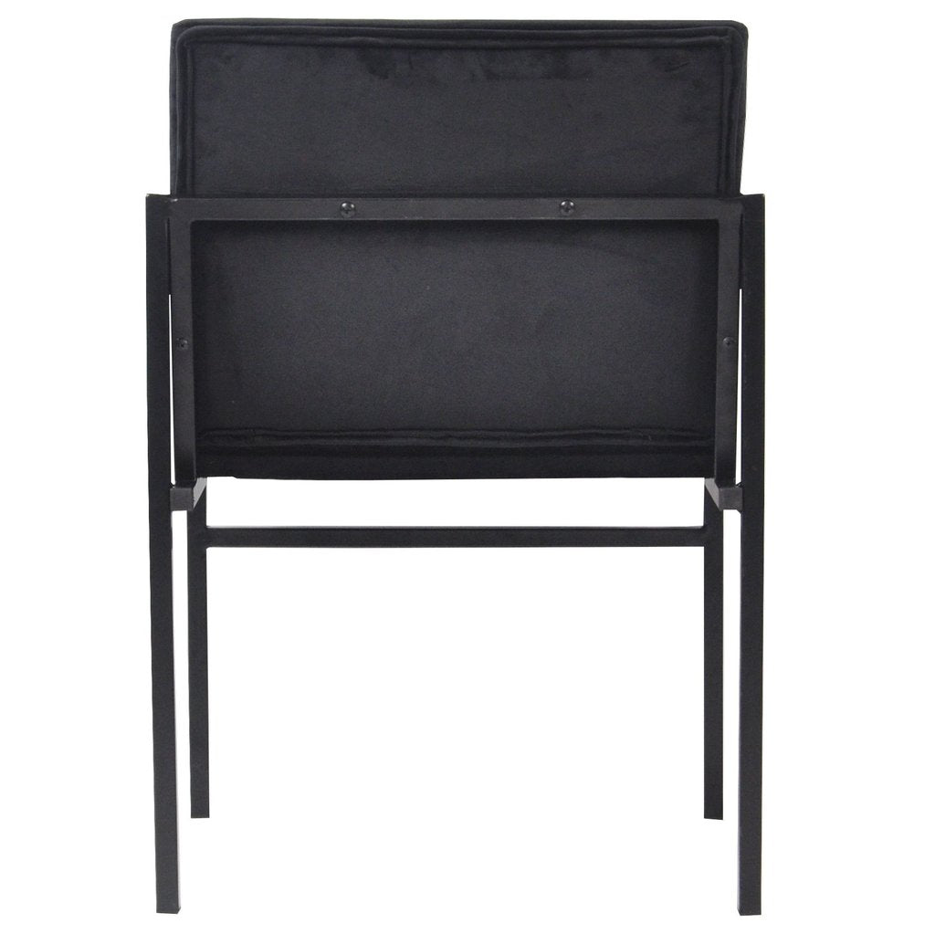 Allie - Chaise de salle à manger en velours noir avec accoudoirs