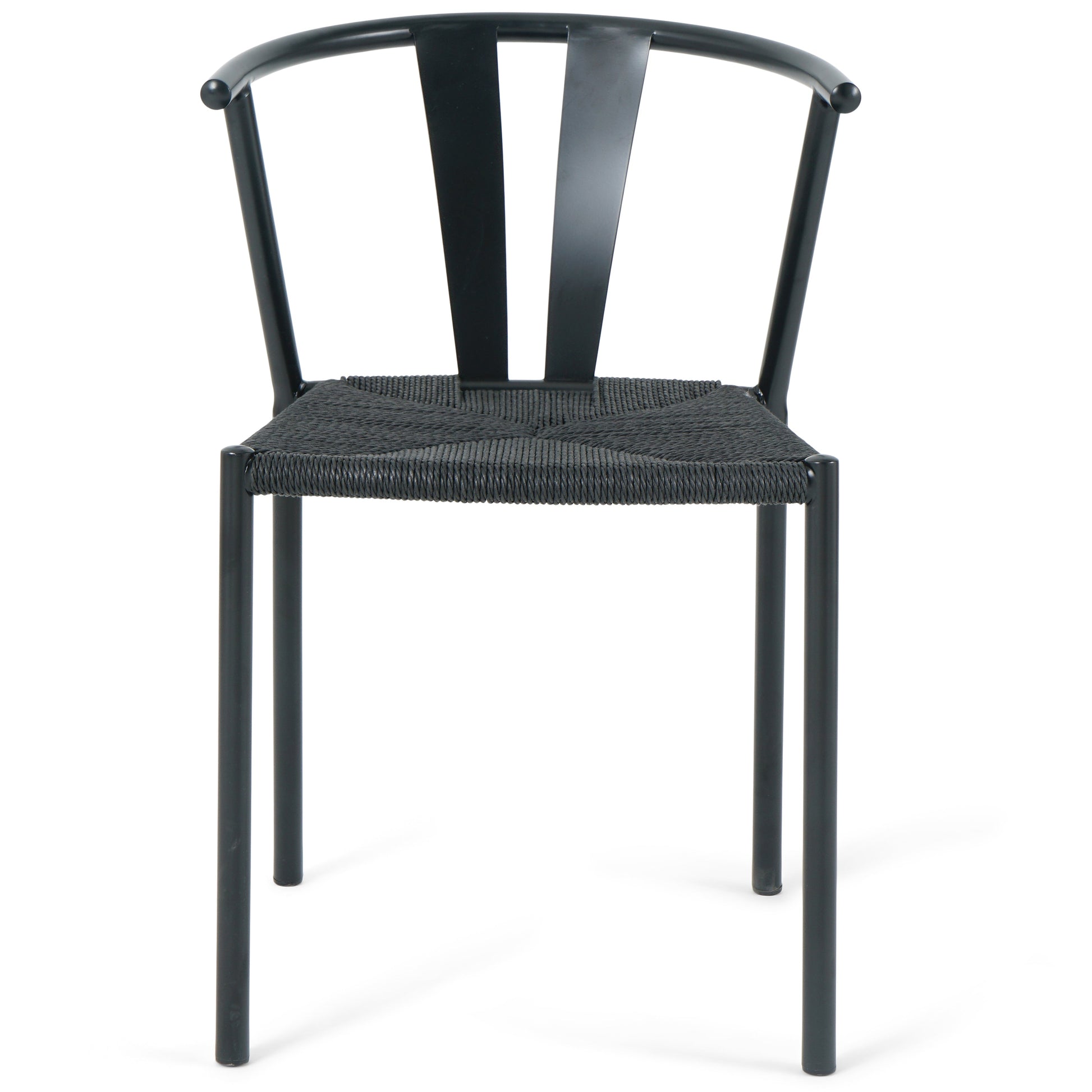 Shila - Chaise de salle à manger noire avec tressage noir